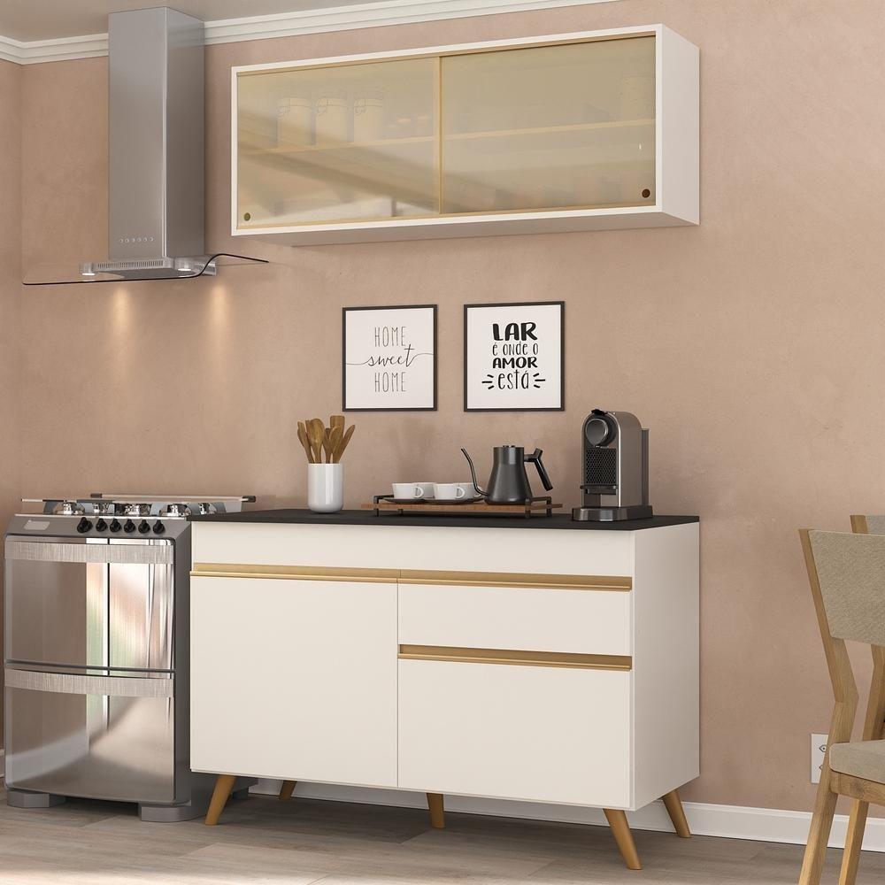 Cozinha Compacta Multimóveis Veneza Gw Fg3688 Com Armário E Balcão Branca - 2