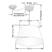 Lustre Pendente Cone Com Desvio Md-4279 Cúpula 21/30x40cm Rustico Bege - Bivolt - 4