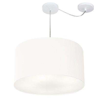 Lustre Pendente Cilíndrico Com Desvio De Centro Vivare Md-4168 Cúpula Em Tecido 60x30cm - Bivolt Branco 127/220v