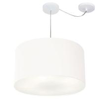 Lustre Pendente Cilíndrico Com Desvio De Centro Vivare Md-4168 Cúpula Em Tecido 60x30cm - Bivolt Branco 127/220v - 1