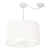 Lustre Pendente Cilíndrico Com Desvio De Centro Vivare Md-4168 Cúpula Em Tecido 60x30cm - Bivolt Branco 127/220v - 3