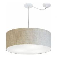 Lustre Pendente Cilíndrico Com Desvio De Centro Vivare Md-4266 Cúpula Em Tecido 60x21cm - Bivolt Rustico-bege 127/220v - 3