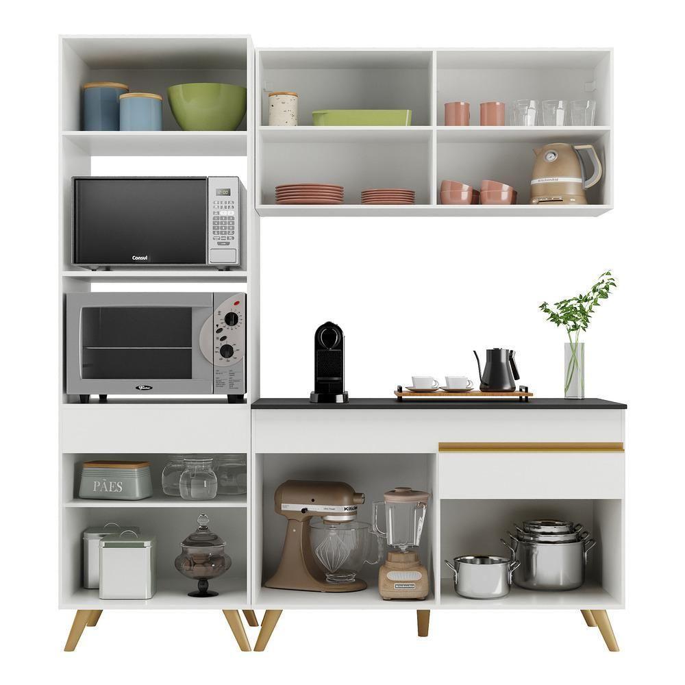 Cozinha Compacta Multimóveis Veneza Gw Fg3694 Com Armário E Balcão Branca - 5