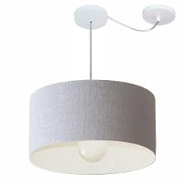 Lustre Pendente Cilíndrico Com Desvio Md-4230 Cúpula Em Tecido 50x25cm Rustico Cinza - Bivolt - 1