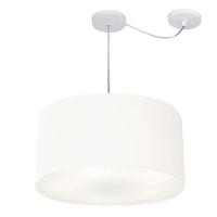 Lustre Pendente Cilíndrico Com Desvio De Centro Vivare Md-4238 Cúpula Em Tecido 45x25cm - Bivolt Branco 127/220v - 1