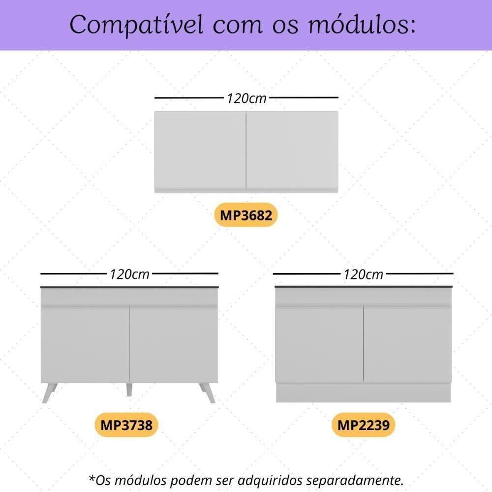 Kit 2 Puxadores 59,2cm Para Armário Cozinha Aéreo-balcão 120cm Veneza Multimóveis Mp3080 Branco - 2