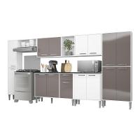 Cozinha Compacta Multimóveis Xangai Blues Fg3282 Com Armário E Balcão Branca/lacca Fumê - 5