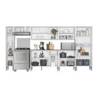 Cozinha Compacta Multimóveis Xangai Blues Fg3282 Com Armário E Balcão Branca/lacca Fumê - 7