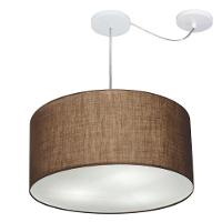 Lustre Pendente Cilíndrico Com Desvio Md-4261 Cúpula Em Tecido 50x30cm Café - Bivolt - 1