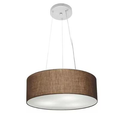 Lustre Pendente Cilíndrico Vivare Md-4181 Cúpula Em Tecido 40x15cm - Bivolt Café 127/220v