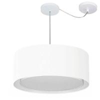 Lustre Pendente Cilíndrico Com Desvio De Centro Vivare Md-4314 Cúpula Em Tecido 50x25cm - Bivolt Branco 127/220v - 1