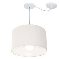 Lustre Pendente Cilíndrico Com Desvio De Centro Vivare Md-4226 Cúpula Em Tecido 40x25cm - Bivolt Branco 127/220v - 1