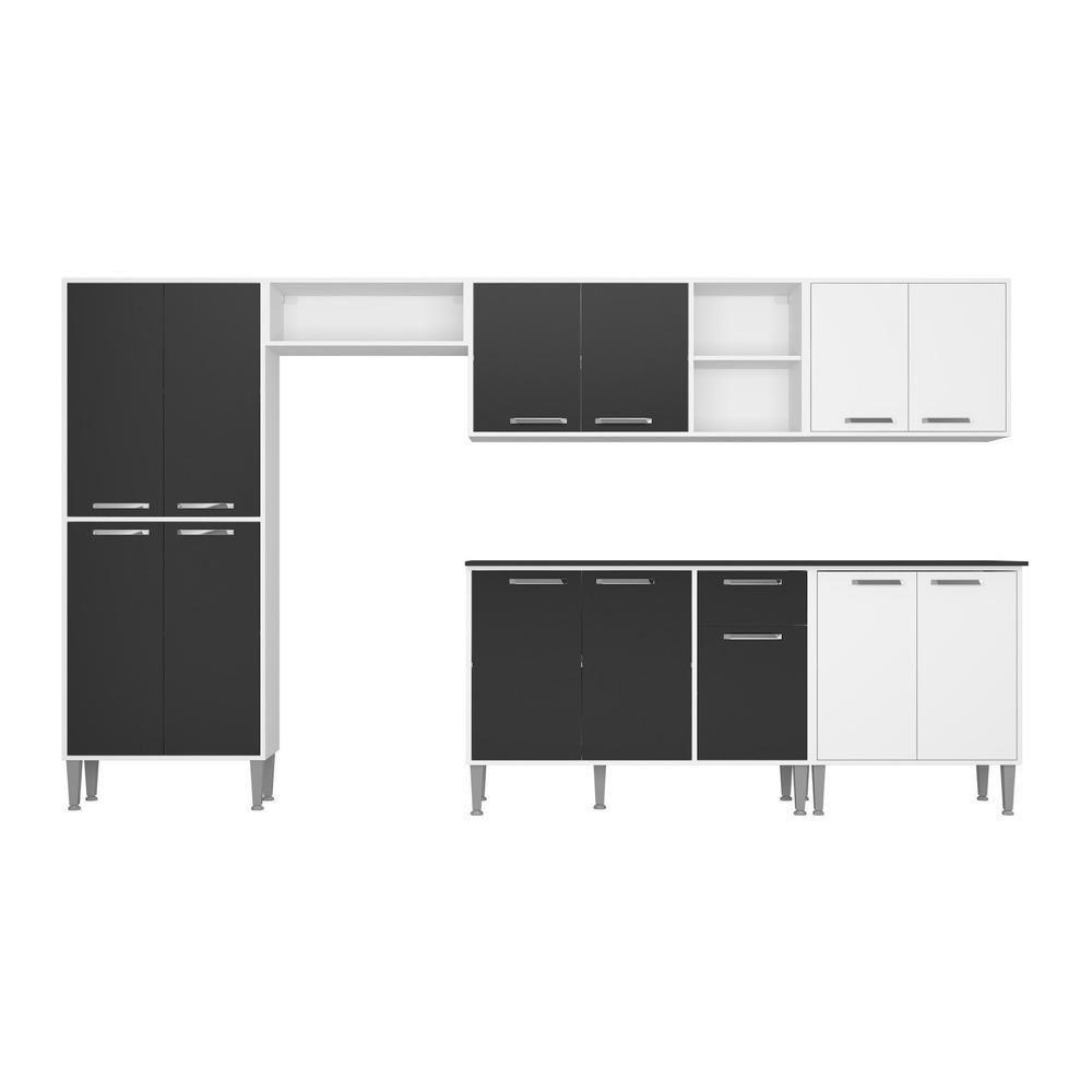 Cozinha Compacta Multimóveis Xangai Jazz Fg3160 Com Armário E Balcão Branca/preta - 5