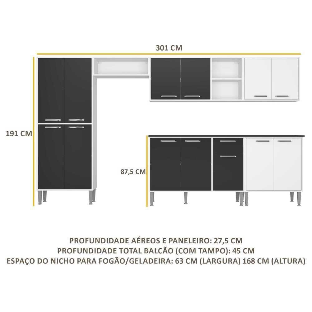 Cozinha Compacta Multimóveis Xangai Jazz Fg3160 Com Armário E Balcão Branca/preta - 10