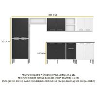 Cozinha Compacta Multimóveis Xangai Jazz Fg3160 Com Armário E Balcão Branca/preta - 8