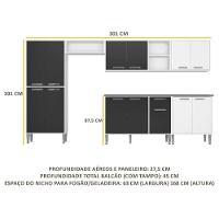 Cozinha Compacta Multimóveis Xangai Jazz Fg3160 Com Armário E Balcão Branca/preta - 10