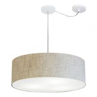 Lustre Pendente Cilíndrico Com Desvio De Centro Vivare Md-4262 Cúpula Em Tecido 55x15cm - Bivolt Rustico-bege 127/220v - 3