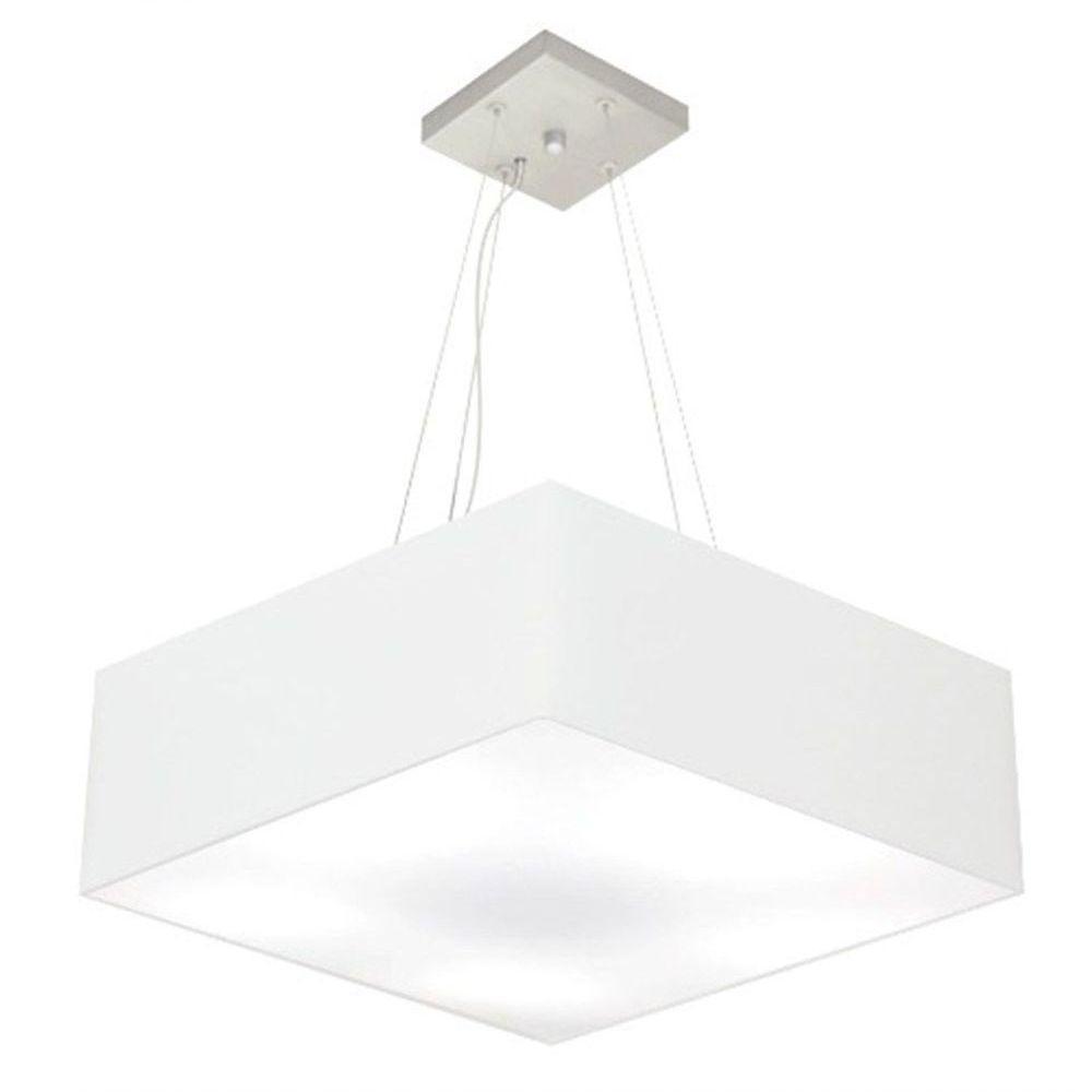 Lustre Pendente Quadrado Vivare Md-4137 Cúpula Em Tecido 15/70x70cm - Bivolt Branco 127/220v - 1