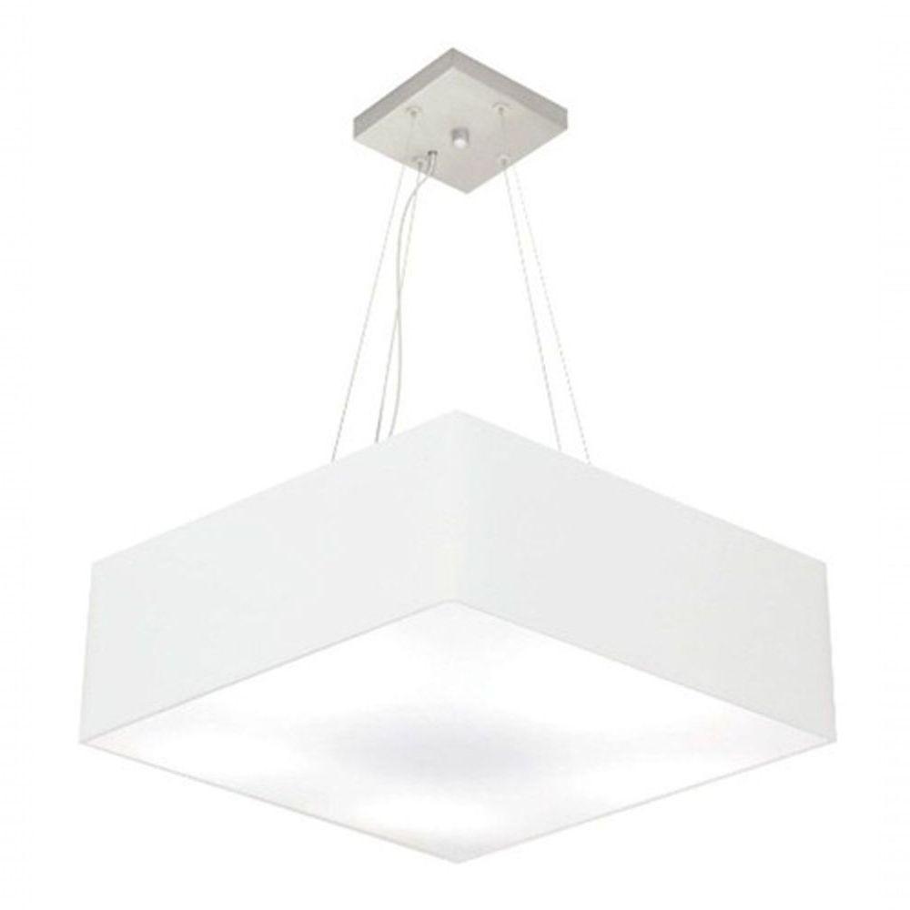 Lustre Pendente Quadrado Vivare Md-4137 Cúpula Em Tecido 15/70x70cm - Bivolt Branco 127/220v - 3
