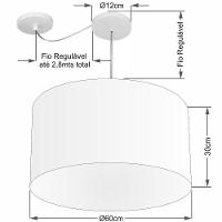 Lustre Pendente Cilíndrico Com Desvio De Centro Vivare Md-4167 Cúpula Em Tecido 60x30cm - Bivolt Palha 127/220v - 2