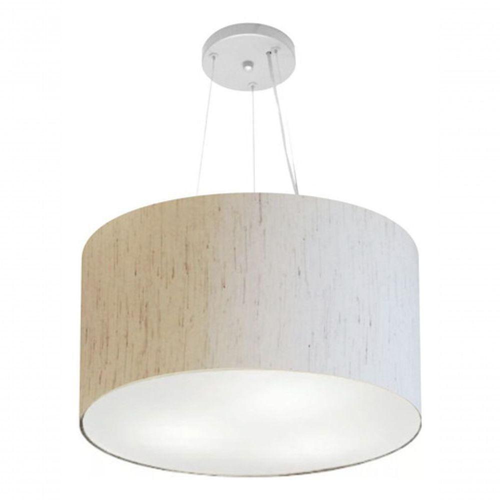 Lustre Pendente Cilíndrico Vivare Md-4187 Cúpula Em Tecido 45x30cm - Bivolt Linho Bege 127/220v - 3