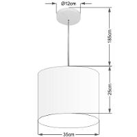 Lustre Pendente Cilíndrico Vivare Md-4143 Cúpula Em Tecido 35x25cm - Bivolt Preto 127/220v - 2