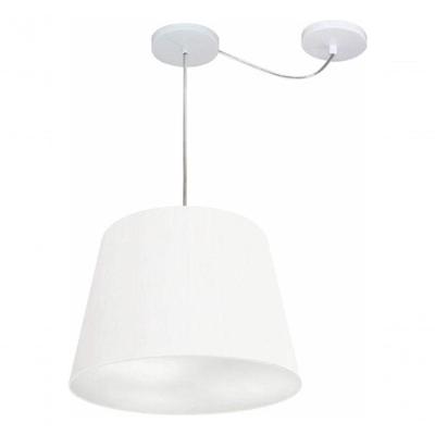 Lustre Pendente Cone Com Desvio De Centro Vivare Md-4276 Cúpula Em Tecido 30x40cm - Bivolt Branco 127/220v
