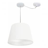 Lustre Pendente Cone Com Desvio De Centro Vivare Md-4276 Cúpula Em Tecido 30x40cm - Bivolt Branco 127/220v - 1