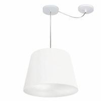 Lustre Pendente Cone Com Desvio De Centro Vivare Md-4276 Cúpula Em Tecido 30x40cm - Bivolt Branco 127/220v - 3