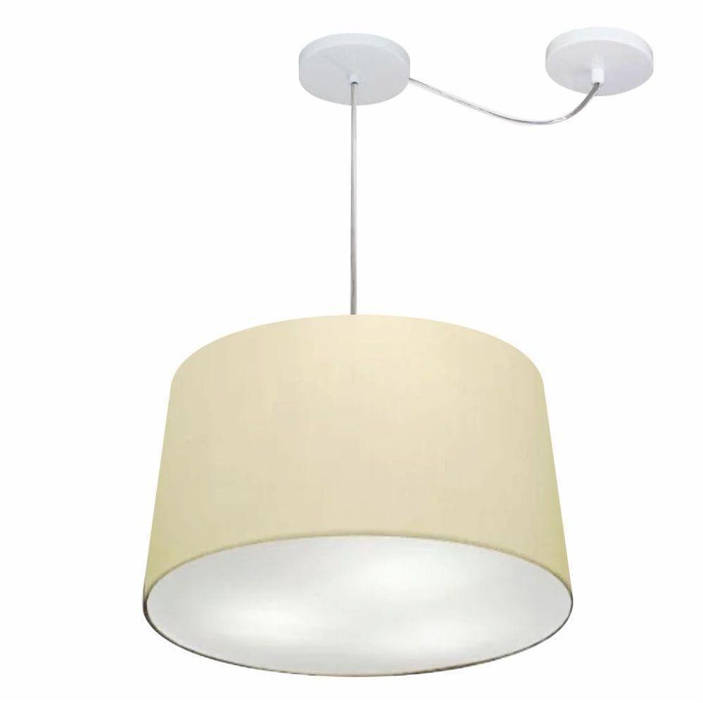 Lustre Pendente Cone Com Desvio Md-4277 Cúpula 30/40x45cm Algodão Crú - Bivolt - 1