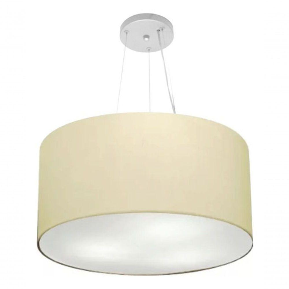 Lustre Pendente Cilíndrico Vivare Md-4189 Cúpula Em Tecido 50x30cm - Bivolt Algodão-crú 127/220v - 3