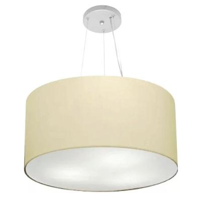 Lustre Pendente Cilíndrico Vivare Md-4189 Cúpula Em Tecido 50x30cm - Bivolt Algodão-crú 127/220v
