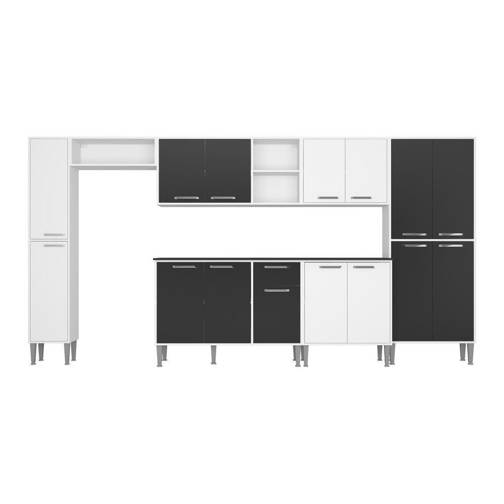 Cozinha Compacta Multimóveis Xangai Blues Fg3161 Com Armário E Balcão Branca/preta - 4