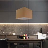 Lustre Pendente Quadrado Vivare Md-4059 Cúpula Em Tecido 21/35x35cm - Bivolt Palha 127/220v - 3