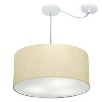 Lustre Pendente Cilíndrico Com Desvio De Centro Vivare Md-4252 Cúpula Em Tecido 55x25cm - Bivolt Algodão-crú 127/220v - 1