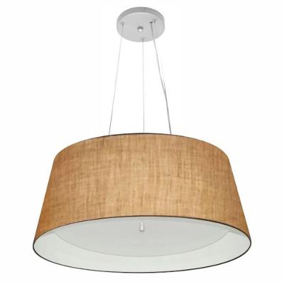 Lustre Pendente Cone Vivare Md-4015 Cúpula Em Tecido 25x60x50cm - Bivolt Palha-branco 127/220v