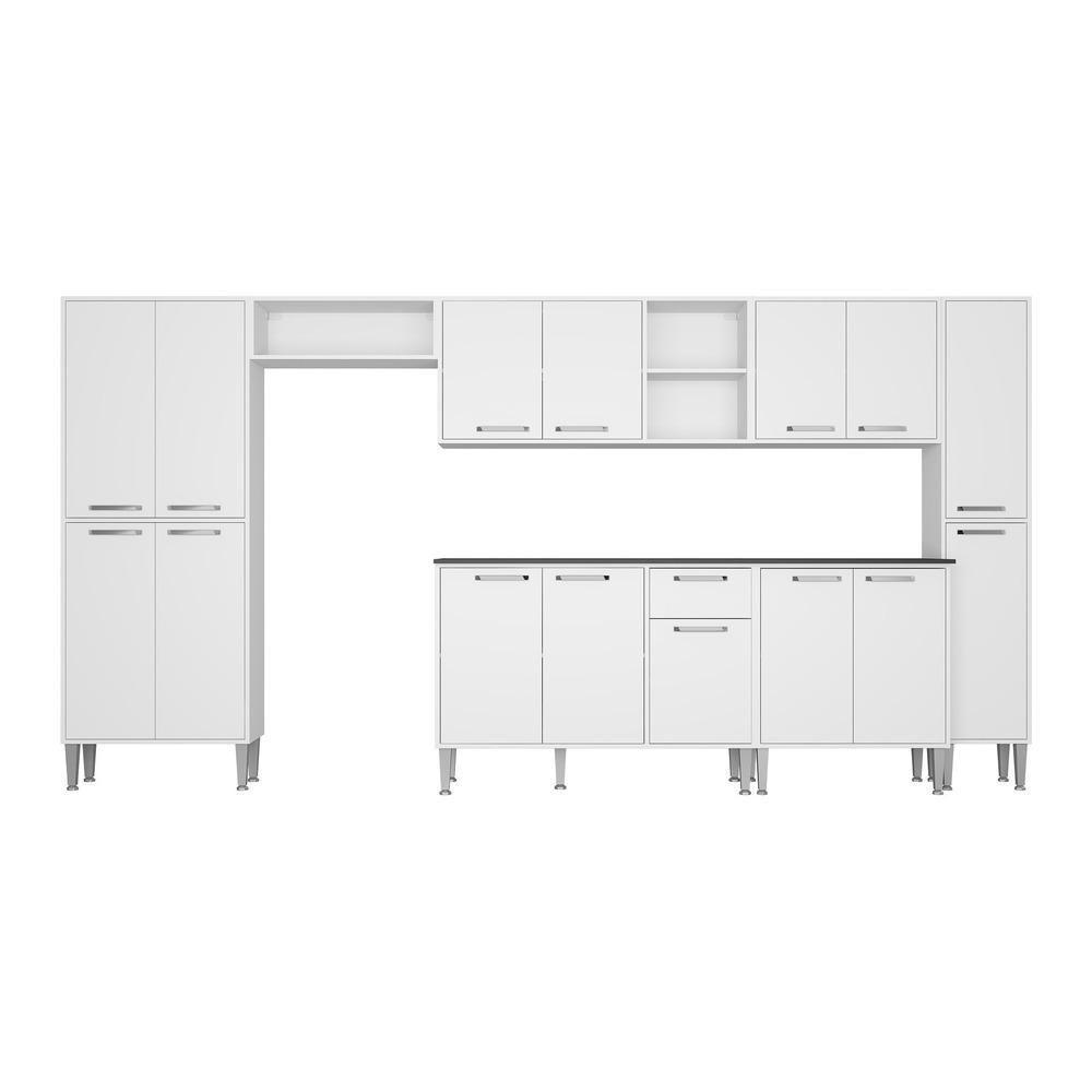 Cozinha Compacta Multimóveis Xangai Blues Fg3155 Com Armário E Balcão Branca - 3