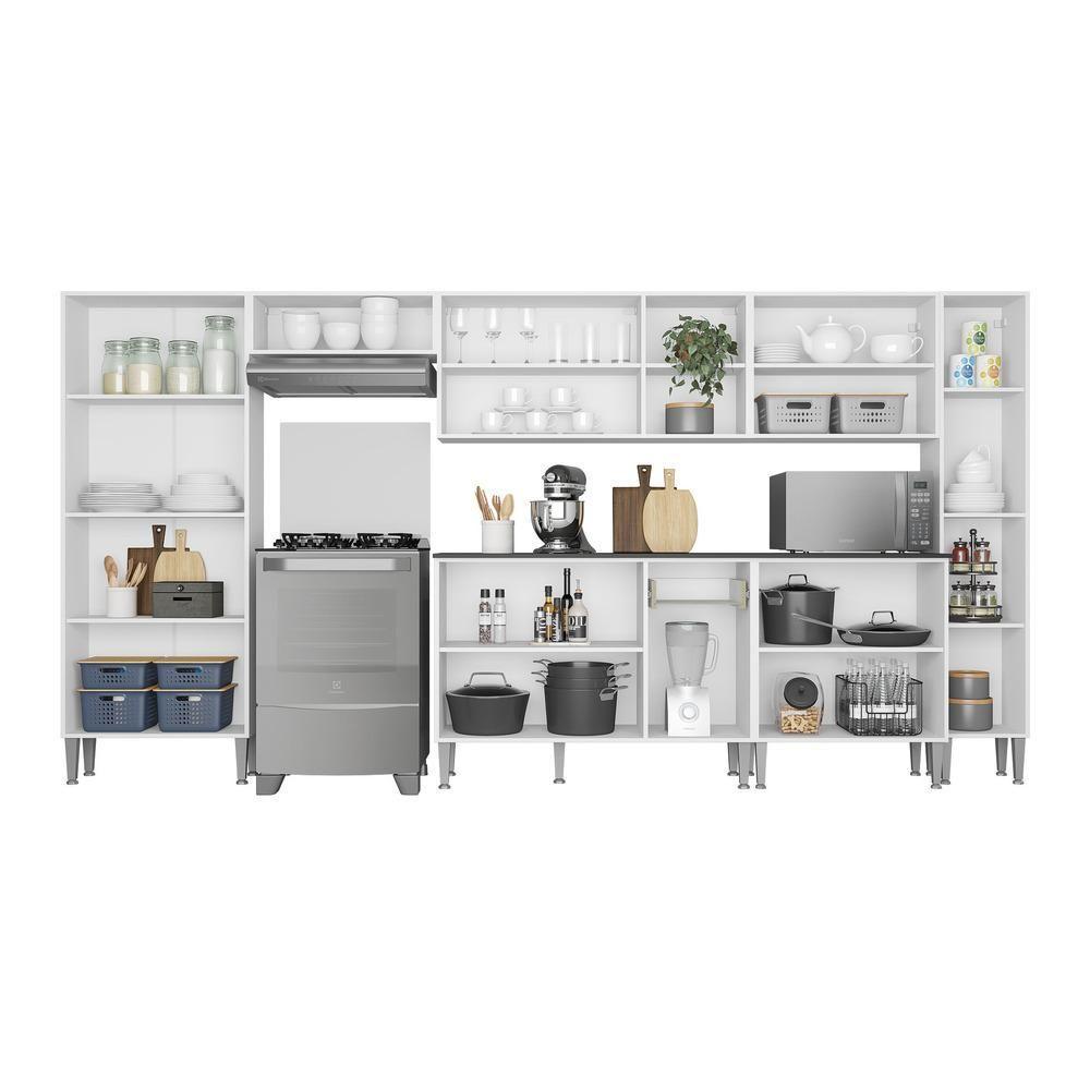 Cozinha Compacta Multimóveis Xangai Blues Fg3155 Com Armário E Balcão Branca - 9