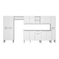 Cozinha Compacta Multimóveis Xangai Blues Fg3155 Com Armário E Balcão Branca - 2