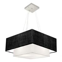 Lustre Pendente Duplo Quadrado Vivare Md-4083 Cúpula Em Tecido 70x50cm - Bivolt Preto-branco 127/220v - 3