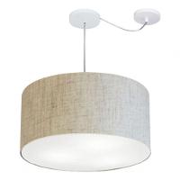 Lustre Pendente Cilíndrico Com Desvio De Centro Vivare Md-4253 Cúpula Em Tecido 55x30cm - Bivolt Rustico-bege 127/220v - 3