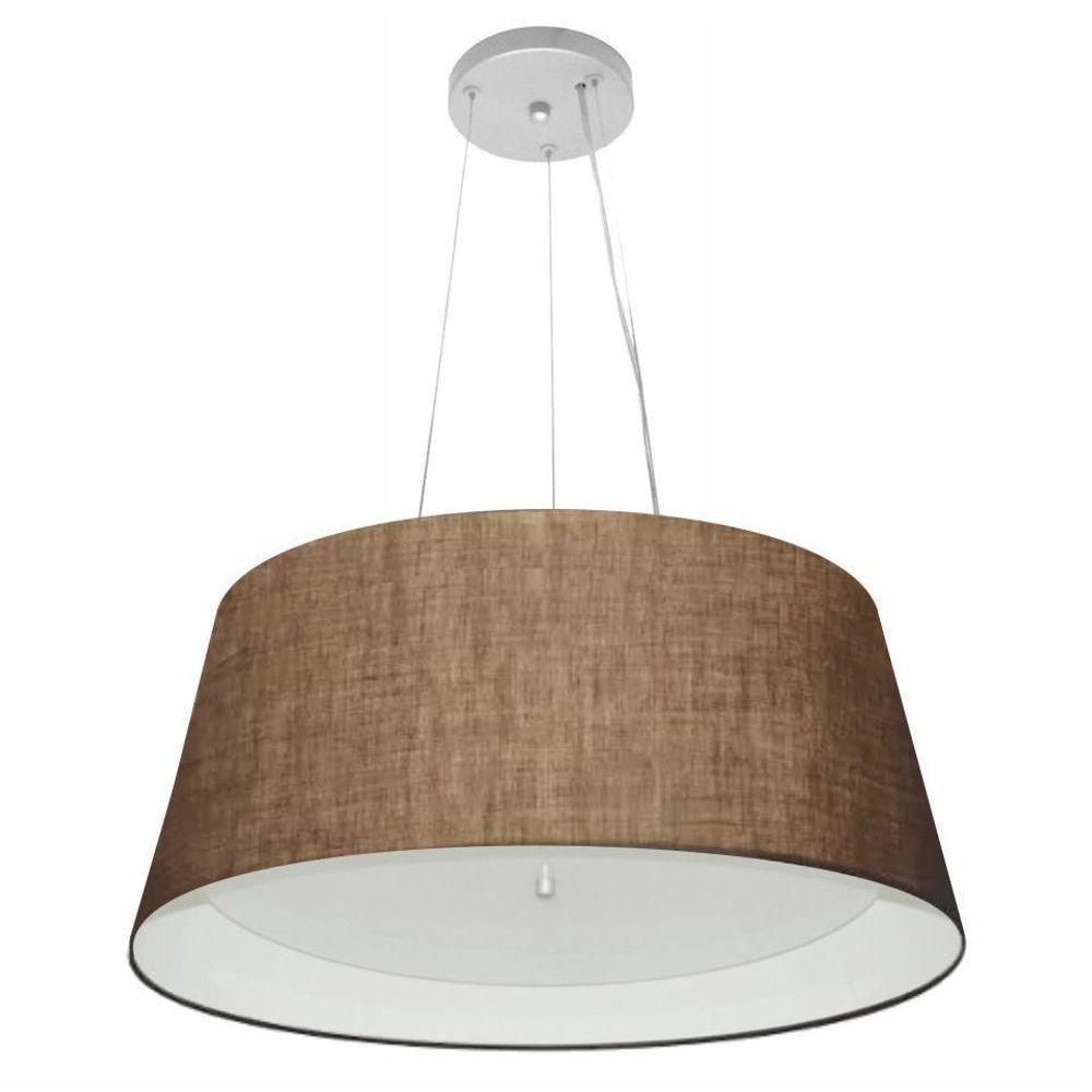 Lustre Pendente Cone Vivare Md-4015 Cúpula Em Tecido 25x60x50cm - Bivolt Café-branco 127/220v - 1