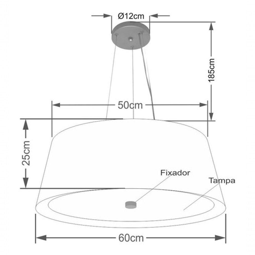 Lustre Pendente Cone Vivare Md-4015 Cúpula Em Tecido 25x60x50cm - Bivolt Café-branco 127/220v - 4