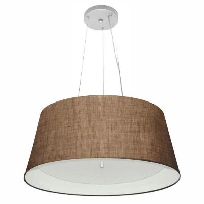 Lustre Pendente Cone Vivare Md-4015 Cúpula Em Tecido 25x60x50cm - Bivolt Café-branco 127/220v
