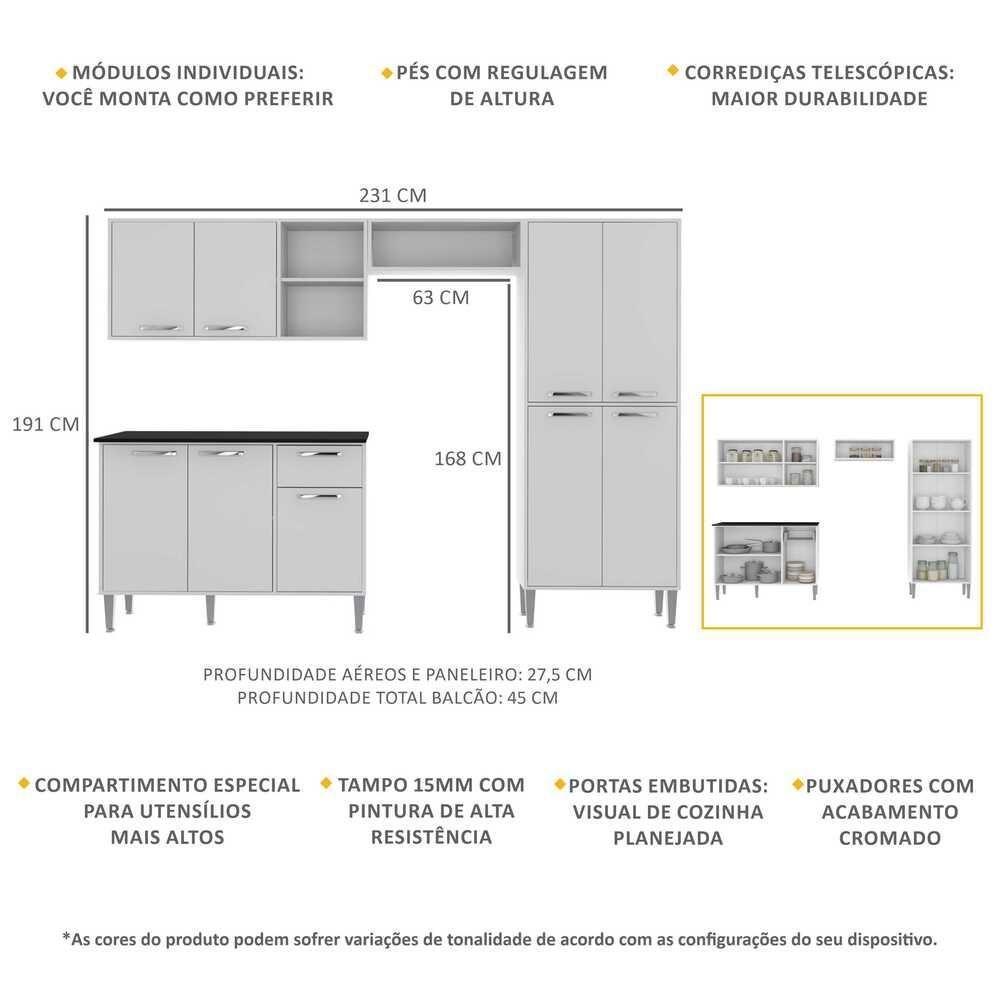 Cozinha Compacta Multimóveis Xangai Plus Fg2840 Multimóveis Branca - 2