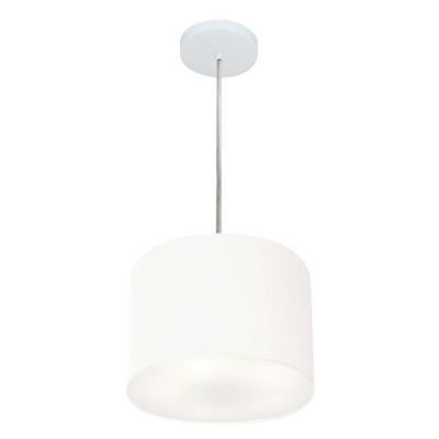 Lustre Pendente Cilíndrico Vivare Md-4209 Cúpula Em Tecido 25x25cm - Bivolt Branco 127/220v