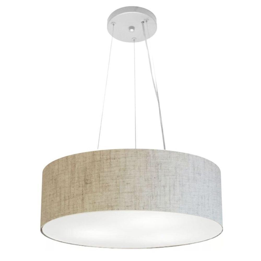 Lustre Luminária Pendente Cupula Em Tecido Md-39803 - Bivolt - Para 3 Lâmpadas E27 - Lustres Vivare Rustico-bege 45x15cm - 1