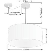 Lustre Pendente Cilíndrico Com Desvio De Centro Md-4147 Cúpula 50x25cm Preto - Bivolt - 2