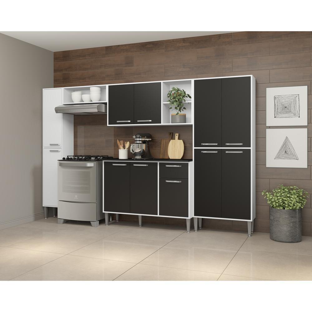 Cozinha Compacta Multimóveis Xangai Classic Com Armário E Balcão Branca/preta - 9