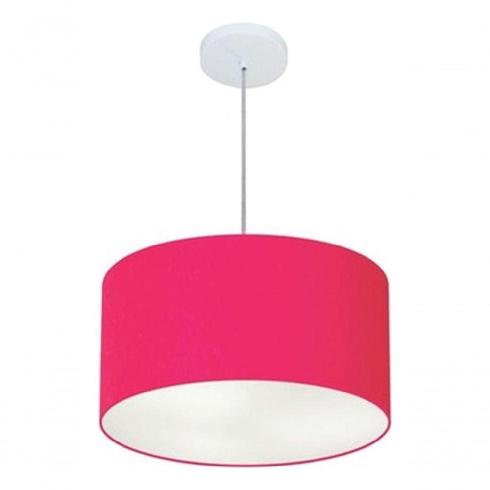 Lustre Pendente Cilíndrico Md-4099 Cúpula Em Tecido 40x25cm Rosa Pink - Bivolt - 4